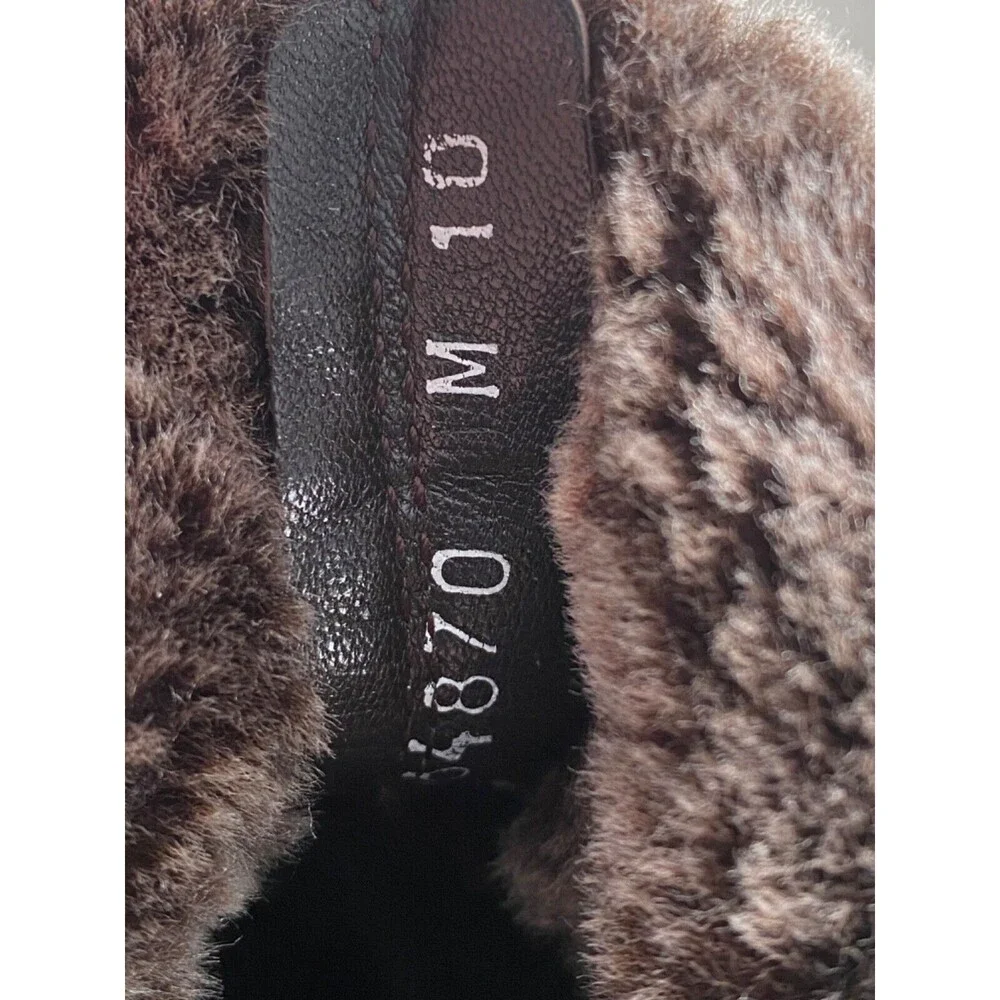 STUART WEITZMAN Sz 10 Brown LEATHER Real FUR Trim Ankle Boots Booties Flats Warm - Picture 7 of 8